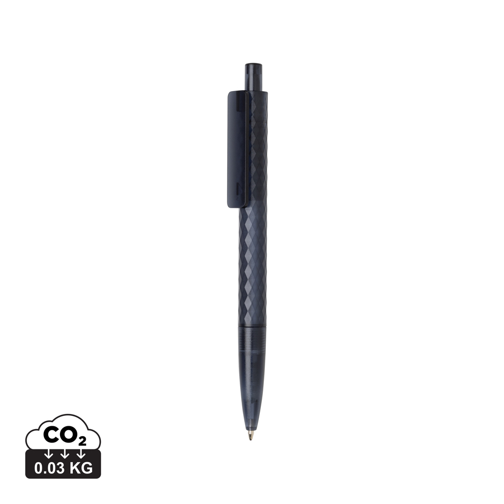 Stylo promotionnel X3 en plastique givré recyclé GRS Bleu marine